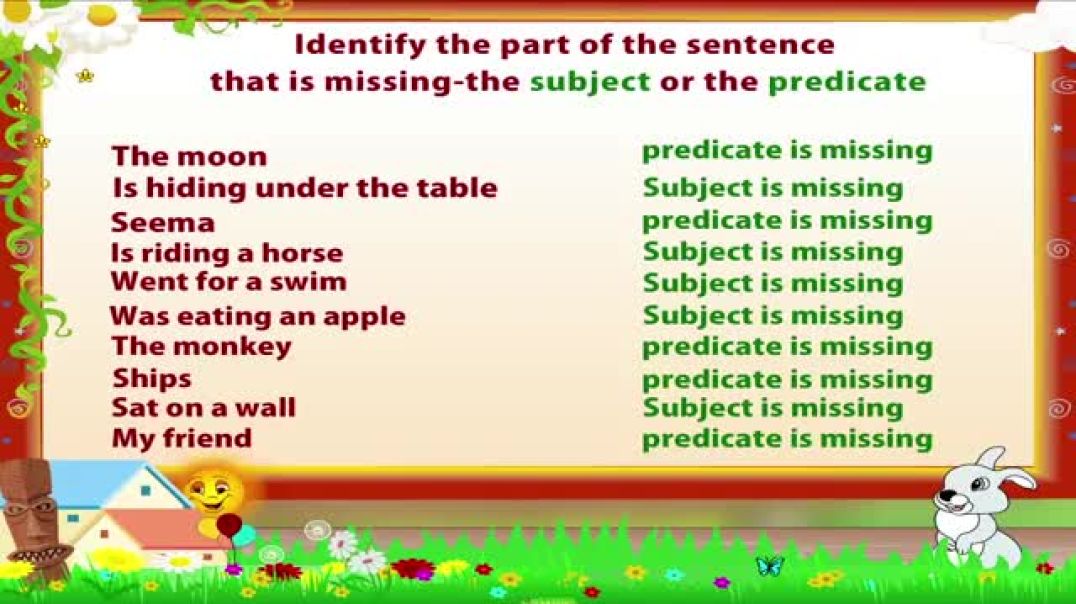 ⁣Learn Grade 3 - English Grammar - Subject and Predicate