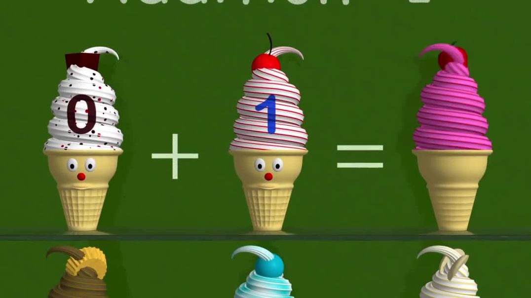 ⁣Learn Addition +1- Math Lesson with Ice Cream Cones for Children(1)